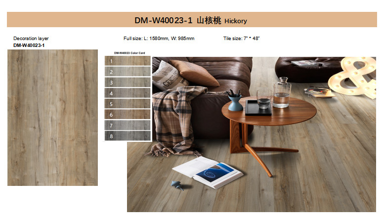 4mm SPC Core Vinyl Plank GKBM DM-W40023 Stone Plastic Composite Hickory Unilin Click