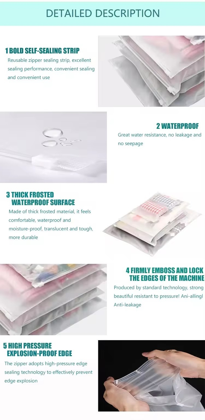 Strong Puncture Resistance Reusable Clear Plastic Bags With Zipper