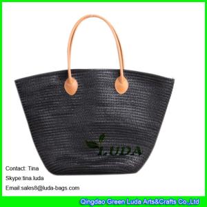 Quality LUDA black handbags cheap promotional pp braide straw beach tote handbags wholesale