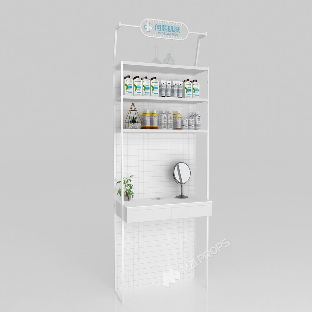 GDR10-TY01 Retail Store Display with Blue LED Light Strips and 5mm Ultra-clear Glass Tabletop for Branded Specialty Stores