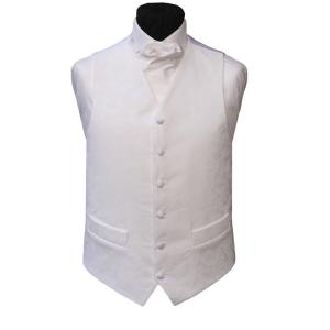 Quality polyester Jacquard Paisley Handmade gentleman's white Waistcoat wholesale