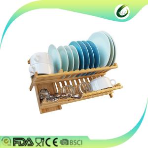 Quality Houseware kitchen cabinet bamboo tableware drying dish rack wholesale