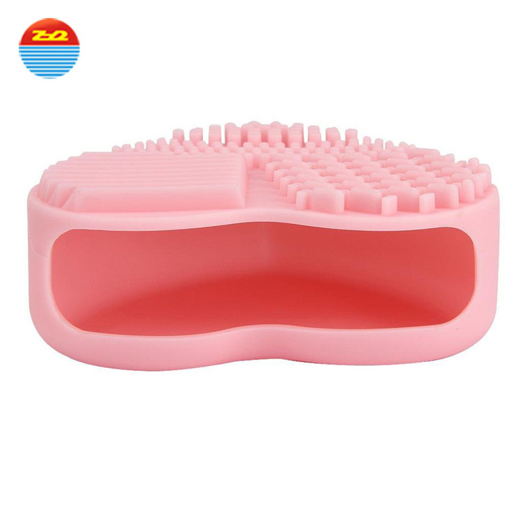 Super Ability Household Pink Orange Scrubber Rubber Silicone Heart Brush Mat Make up Rotating Cleaner for cleaning