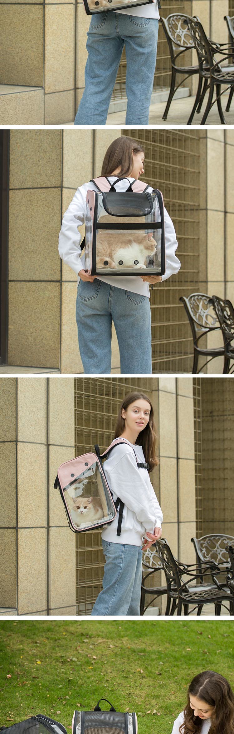 PVC Completely Transparent And Foldable Pet Travel Carrier Pet Carrier Backpack