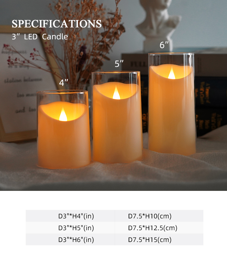 Gifts Clear Plexiglass LED Glass Candles With Remote Control And Flickering Flame
