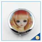 7.0cm Decorative round metal pill box metal round mini pill box 3 day pill box