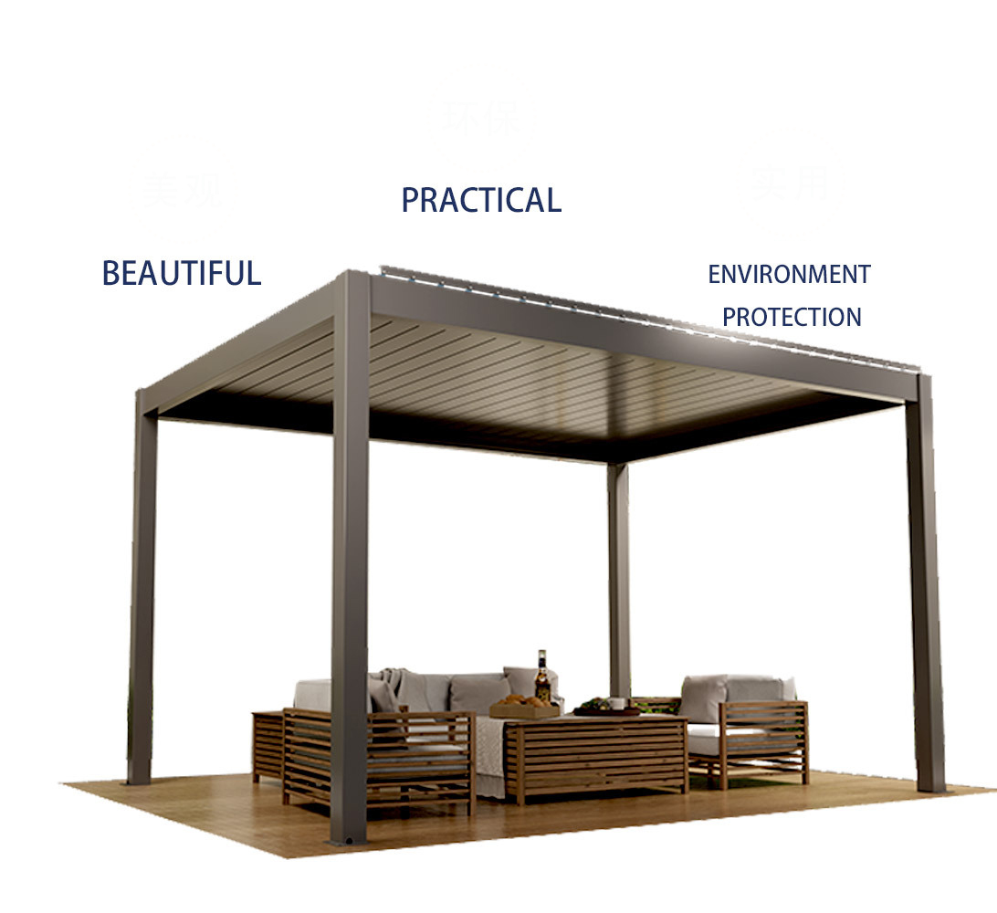 Intelligent outdoor aluminum alloy electric louver gazebo courtyard garden courtyard Home pavilion Outdoor sun room