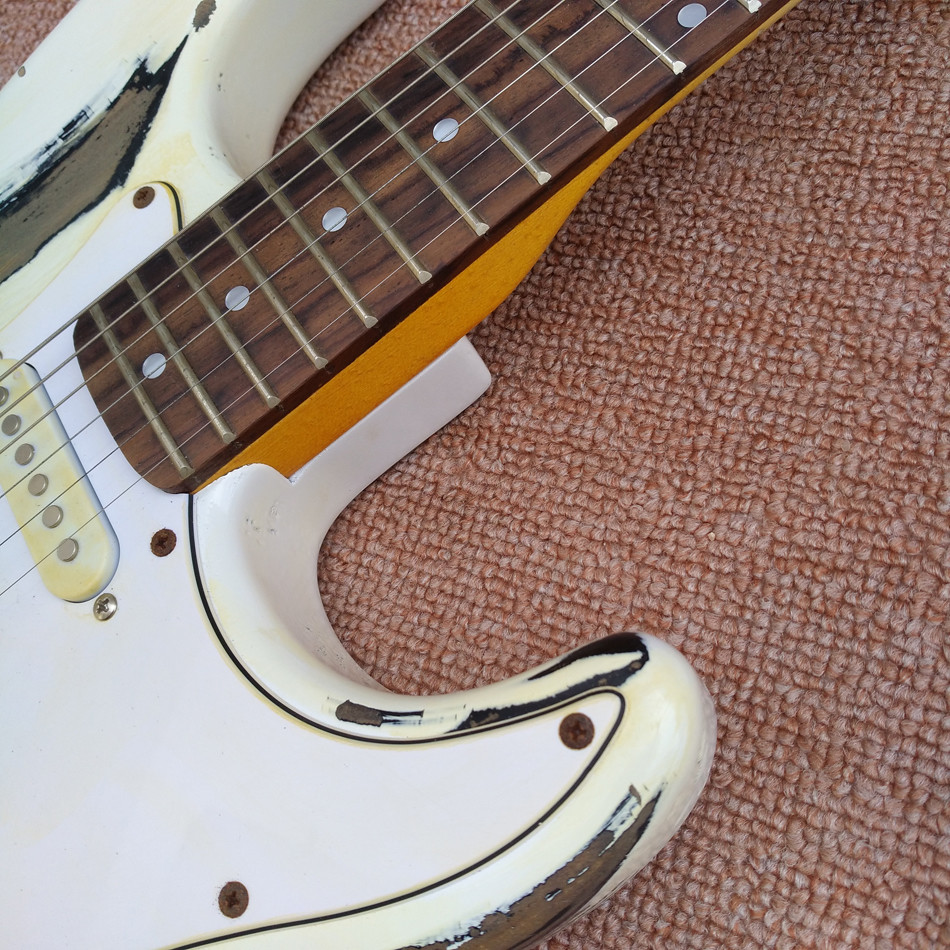 New style high quality relic remains ST electric guitar, handmade ST aged relic electric guitar