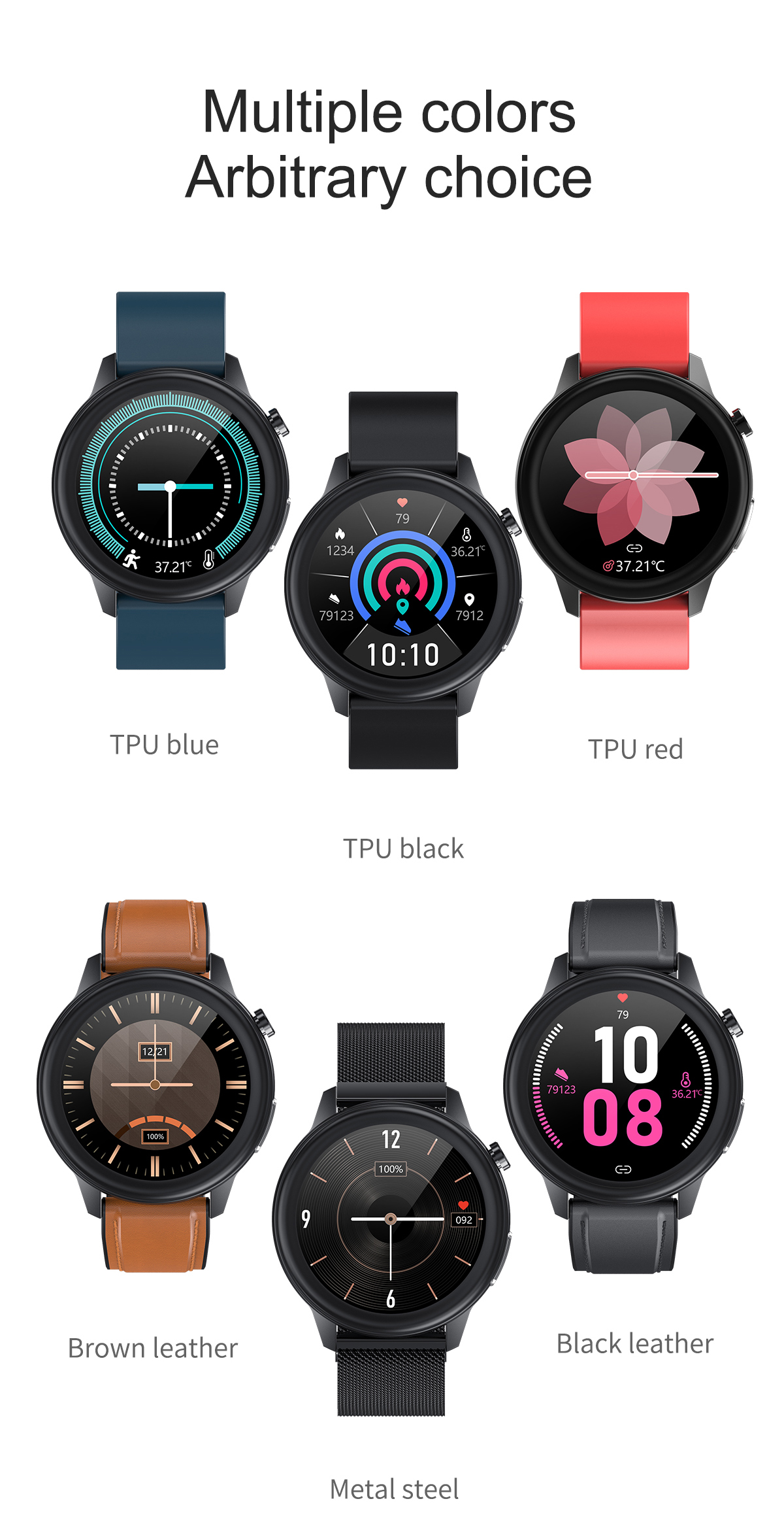 240X240 Sport Touchscreen Smartwatch 200mAh Blood Pressure Monitor Bands