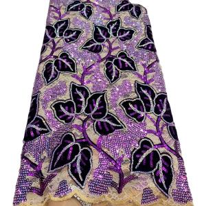 Quality Supoo Good quality African Velvet Embroidery Fabric with Sequins Women dress for Party wholesale