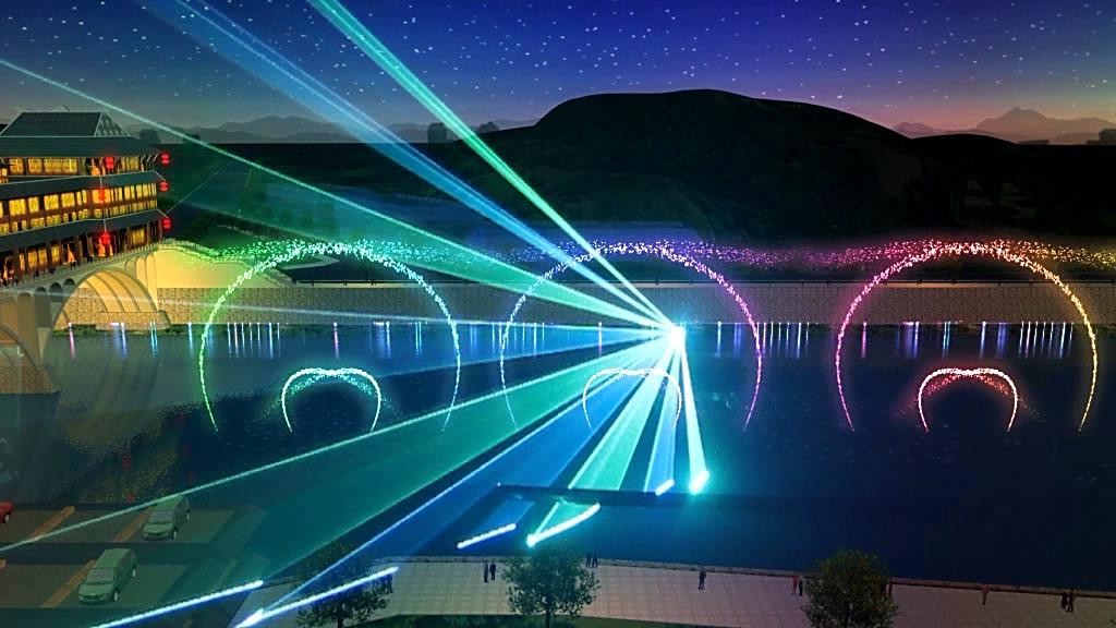 Self Designed Outdoor Laser Light Show With Music Dancing Water Fountain
