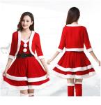 Christmas Dress 2023 Red with Accessories Adult Women 5-pieces Set Cosplay