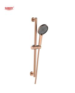 Quality Rose Golden Shower Adjustable Slide Bar SUS304 3 Function ABS Plastic Handshower Hose Bathroom wholesale