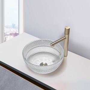 Quality Crystal Clear Glass Vessel Basins Calathiform Bathroom Countertop Sinks wholesale