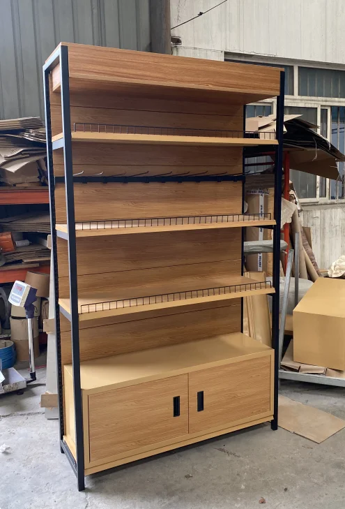 Metal Wood Gondola Shelving Heavy Duty 4 Post Shelves For Retail Store