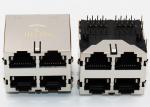 Brass Shielded RJ45 Multiple Port Connectors 4 Ports With EMI Tab Spring