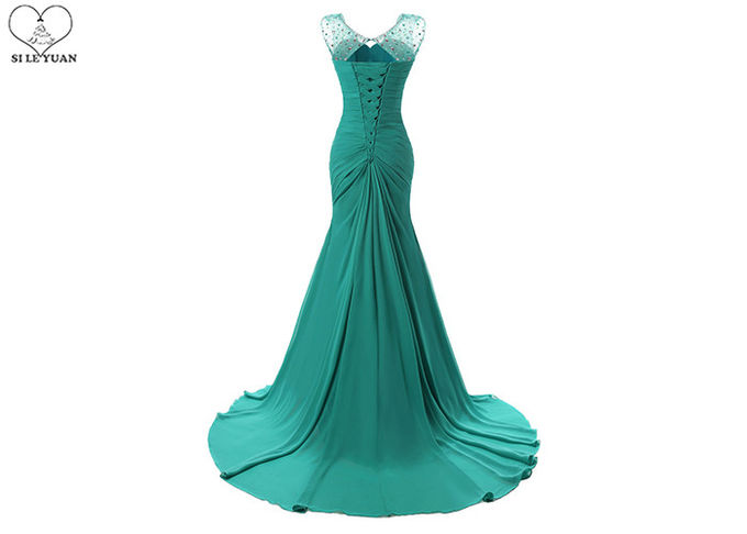 Sleeveless Plus Size Ball Gowns / Long Tail Chiffon Evening Gowns For Pleating