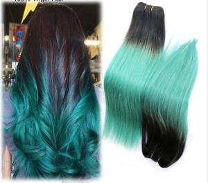 Quality Dark Roots Green Ombre Human Hair Extensions / Brazilian Hair Weave wholesale