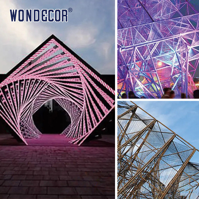 Hollow Cube Polished Steel Sculpture For Outdoor