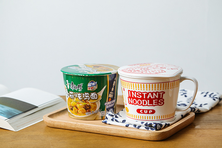 Sustainable Ceramic Instant Noodle Bowl , Porcelain Ceramic Ramen Bowl Set