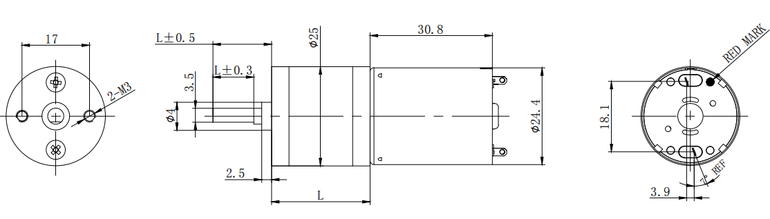    25mm Metal 370 Small Geared Motor Electric Motor Dimensions