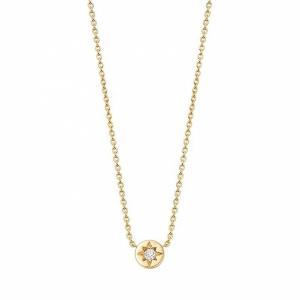 Quality Gold Plated 925 Sterling Silver Starburst Diamond Disc Pendant Necklace for Daily Wear wholesale