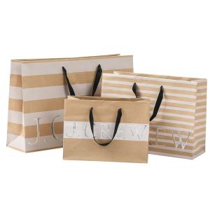 Quality 250gsm Brown Paper Shopping Bags , Commercial Paper Bags Clear Crease wholesale