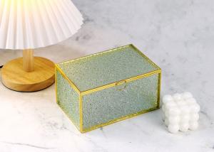 Quality Retro Mirror glass artifact Cosmetic Storage Box Diamond Copper Edge Jewelry box Glass gift box Dust proof with lid wholesale