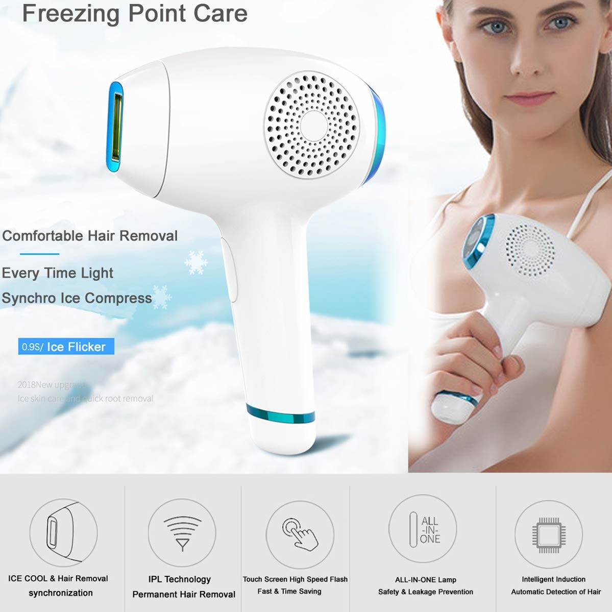 Personal Ipl 4.5cm² 24V 1.9A Home Laser Hair Removal Device