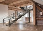 Straight modern wooden staircase with glass , Stainless Steel Railing