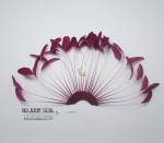 Millinery Supplies Striped Coque Feather Hand Fan 15x15cm Length