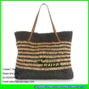 Quality LUDA striped paper straw crochet large tote shoulder bag wholesale