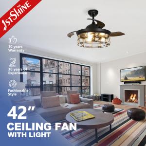 Quality 42 Inches Farmhouse Retractable Ceiling Fan Light Invisible Blade wholesale