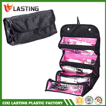 Travel Cosmetic Makeup Bag Hanging Rolling Toiletry Organizer Black