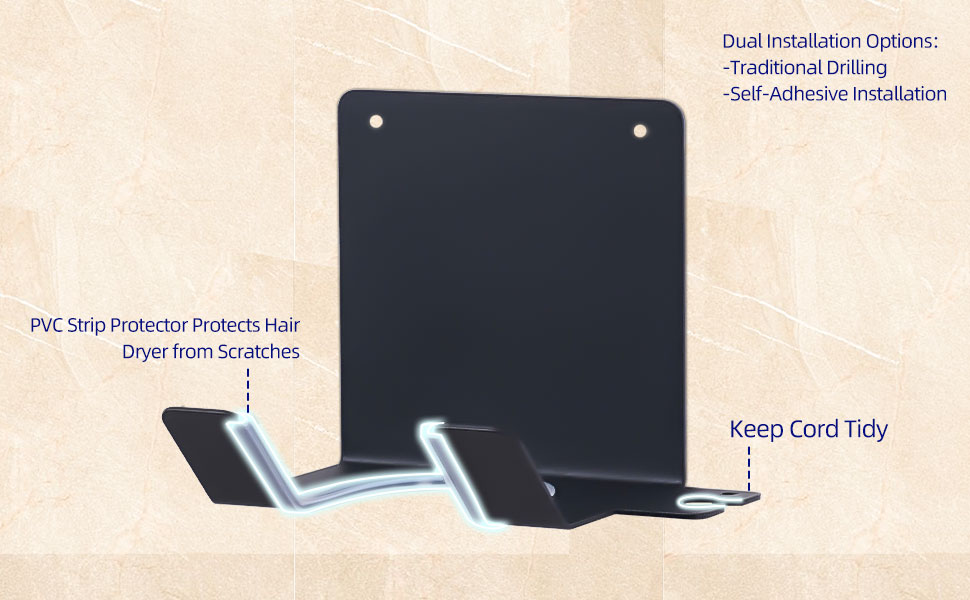 Installation Type Wall Mounted Hair Dryer Holder for Dyson Hair Dryer Flexible Design