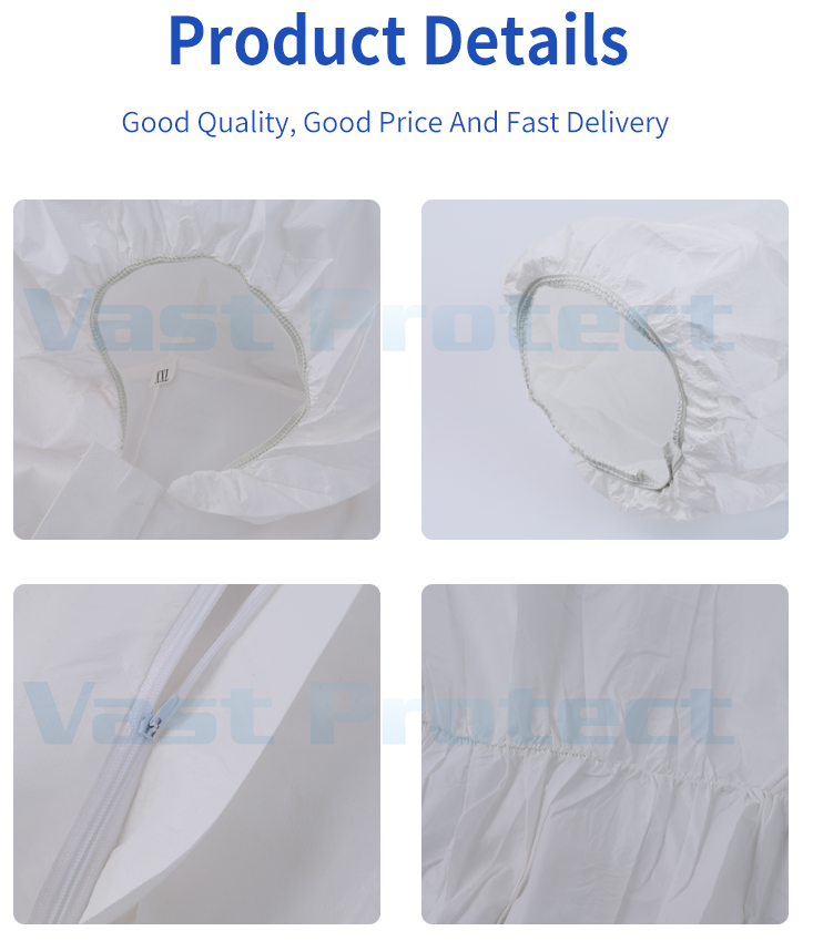 White Disposable Hooded Coverall For Water Proof Function Polyethylene Material