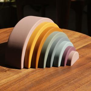 Quality New Children'S Education Silicone Rainbow Round Cloud Arched Colorful Building Blocks Colorful Silicone Children'S Toys wholesale