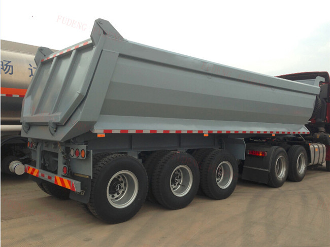 Tri - Axles U Shape Dump Semi Trailer For Earth Work , Carbon Steel Material