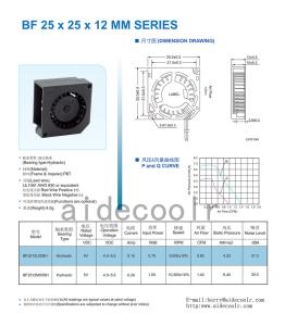 Quality Electric 2512 DC Brushless Fan 12V 24V 25X25X12mm PBT Material wholesale
