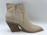 soft two-tone nappa leather Womens Dress ankle Boots with metal zipper，abs wedge