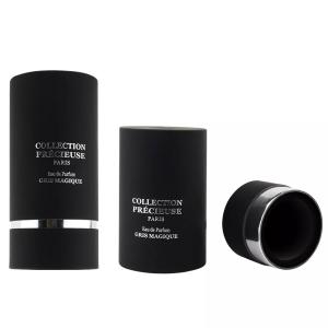 Quality Flat Top Black Round Perfume Tube Packaging with EVA Insert Silver Stamping Cosmetic Tube Packaging wholesale