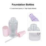 30ml Transparent Empty Foundation Bottle With Pink Or Purple Plastic Caps
