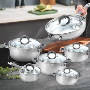 Quality New Arrival Home Kitchenware Cooking Pot Set 201 Stainless Steel Soup Pot Set Cooking Cookware Sets wholesale