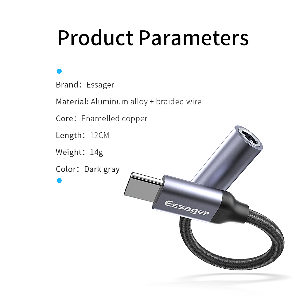 E01 USB Type-C To 3.5MM Female Earphone Digital Audio Jack Adapter for Type-C Devices