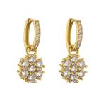 Brass Jewelry Micro Pave 18k Gold Earrings Zircon Crystal Colored Diamond Flower