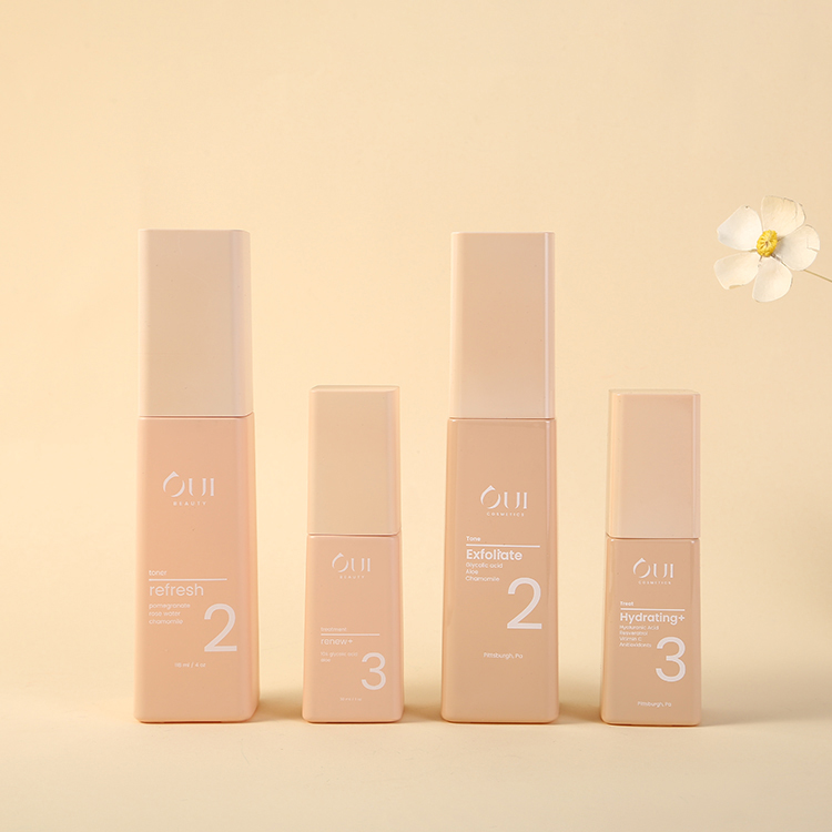 Glass Base Luxury Skincare Packaging Empty Trapezium Container 30g50g Pink Matt Square Mini Cosmetic Cream Jar with Cap