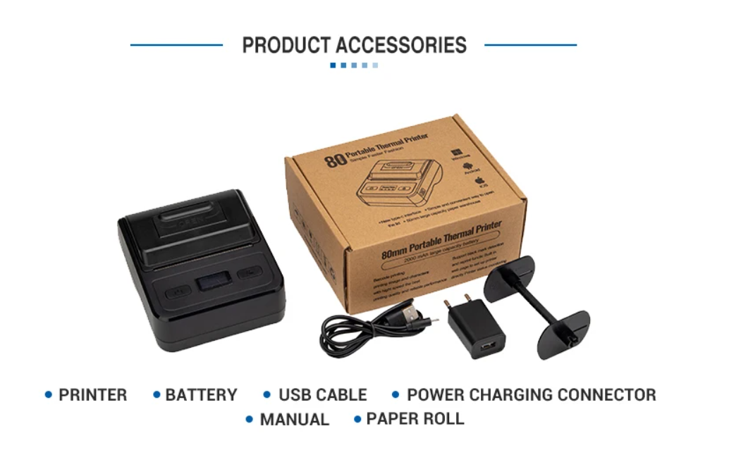 Type-C Interface Handheld Thermal Printer for POS Machine in Logistics or Restaurant