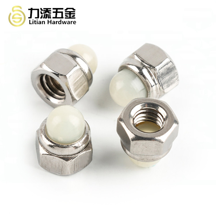 Rubber Hex Stainless Steel Cap Nuts Nature Color GB/T19001 Approved DIN1587