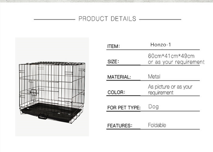 Stainless Steel Foldable Pet Cage Collapsible Metal Pet Crate With Removable Tray