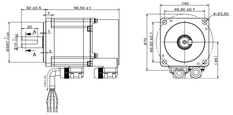 3000RPM 1.27N.M Sliding Gate Motor DC 48V Servo Motor